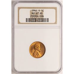 1944-S Lincoln Wheat Cent Coin NGC MS67RD