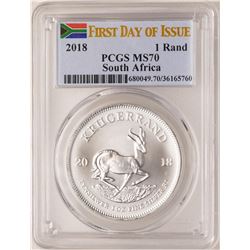 2018 South Africa Krugerrand Silver Coin PCGS MS70 First Issue
