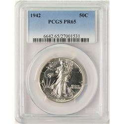 1942 Proof Walking Liberty Half Dollar Coin PCGS PR65