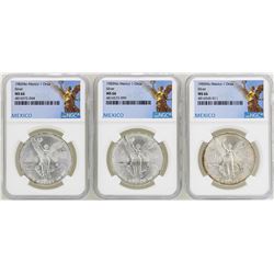 Lot of 1982Mo/1983Mo/1985Mo Mexico Libertad Onza Silver Coins NGC MS66