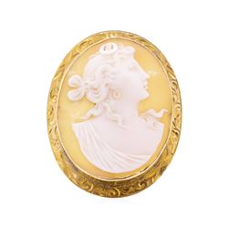 10KT Yellow Gold Cameo Pin