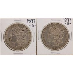 Lot of (2) 1897-S $1 Morgan Silver Dollar Coins