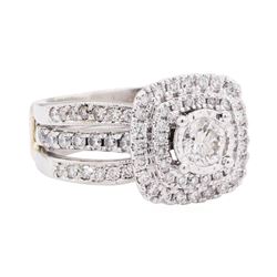 Platinum & 14KT White Gold 1.59 ctw Diamond Ring And Ring Guard