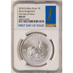 2018 South Africa Krugerrand Silver Coin NGC MS69 First Day of Issue