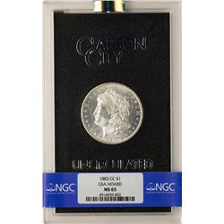 1883-CC $1 Morgan Silver Dollar Coin GSA Hoard Uncirculated NGC MS65