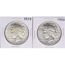 Lot of 1934-1935 $1 Peace Silver Dollar Coins