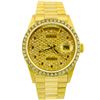 Image 1 : Rolex Men's Day-Date President 18KT Yellow Gold 36mm Custom Diamond Dial Watch
