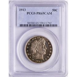 1913 Proof Barber Half Dollar Coin PCGS PR65CAM