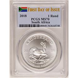 2018 South Africa Krugerrand Silver Coin PCGS MS70 First Issue