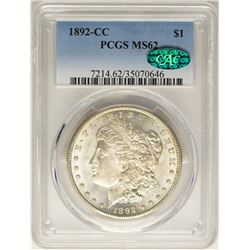 1892-CC $1 Morgan Silver Dollar Coin PCGS MS62 CAC