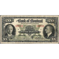1935 $20 The Bank of Montreal Canada Note