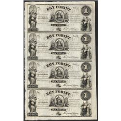 Uncut Sheet of 1800's $1 Ket Forint Obsolete Notes