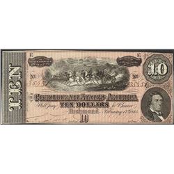 1864 $10 Confederate States of America Note