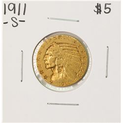 1911-S $5 Indian Head Half Eagle Gold Coin