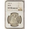 Image 1 : 1870 $1 Seated Liberty Silver Dollar Coin NGC AU53