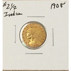 1908 $2 1/2 Indian Head Quarter Eagle Gold Coin