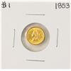 Image 1 : 1853 $1 Liberty Head Gold Dollar Coin