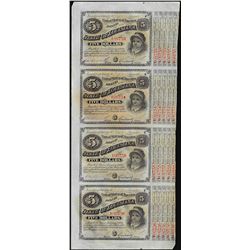 Uncut Sheet of (4) State of Louisiana Baby Bond Obsolete Notes