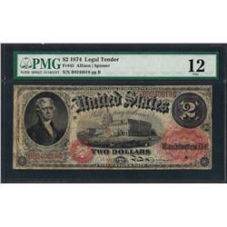 1874 $2 Legal Tender Note Fr.43 PMG Fine 12