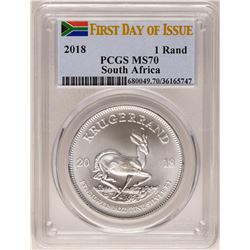 2018 South Africa Krugerrand Silver Coin PCGS MS70 First Issue