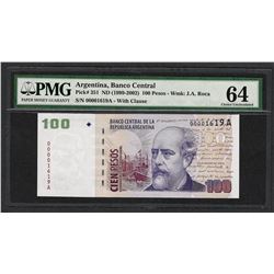1999-2002 Banco Central Argentina 100 Pesos Note Pick# 351 PMG Choice Uncirculat