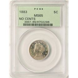 1883 No Cents Liberty V Nickel Coin PCGS MS65 Old Green Holder