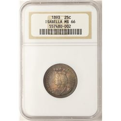 1893 Isabella Commemorative Quarter Coin NGC MS66 Amazing Toning