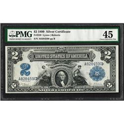 1899 $2 Mini-Porthole Silver Certificate Note Fr.249 PMG Extremely Fine 45