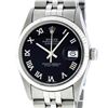 Image 1 : Rolex Men's Stainless Steel Black Roman Datejust 36MM Wristwatch Datejust