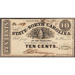 1863 State of North Carolina Ten Cents Obsolete Note