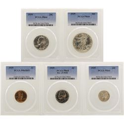 1939 (5) Coin Proof Set PCGS Graded PR65/PR66