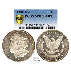 1885-CC $1 Morgan Silver Dollar Coin PCGS MS63DMPL