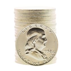 Roll of (20) Brilliant Uncirculated 1958-D Franklin Half Dollar Coins
