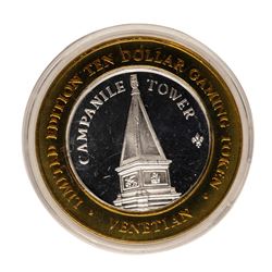 .999 Fine Silver The Venetian Las Vegas, Nevada $10 Limited Edition Gaming Token
