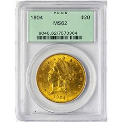 1904 $20 Double Eagle Gold Coin PCGS MS62