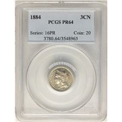 1884 Proof Three Cent Nickel Coin PCGS PR64