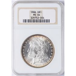 1886 $1 Morgan Silver Dollar Coin NGC MS64