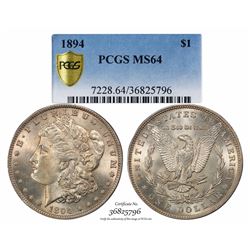 1894 $1 Morgan Silver Dollar Coin PCGS MS64
