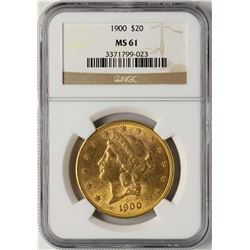 1900 $20 Liberty Head Double Eagle Gold Coin NGC MS61