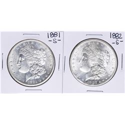 Lot of 1881-S & 1882-S $1 Morgan Silver Dollar Coins