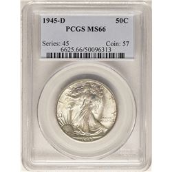 1945-D Walking Liberty Half Dollar Coin PCGS MS66