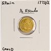 Image 1 : 1773/2 Spain 1/2 Escudo Gold Coin