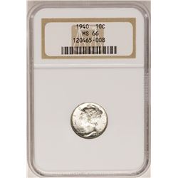 1940 Mercury Dime Coin NGC MS66