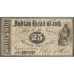 October 1, 1862 25 Cent Indian Head Bank Obsolete Note