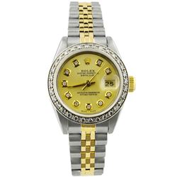 Rolex Ladies Datejust 18KT Yellow Gold & Steel 26mm MOP Diamond Dial Watch