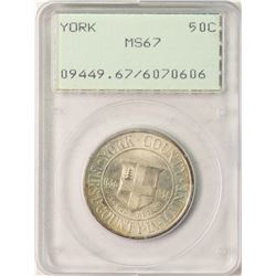 1936 York Bicentennial Commemorative Half Dollar Coin PCGS MS67 Old Green Rattle