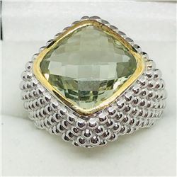 54) BRASS GREEN AMETHYST MEN'S RING