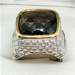 56) BRASS SMOKEY TOPAZ MEN'S RING