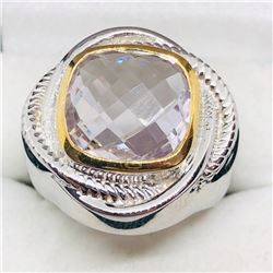 59) BRASS PINK AMETHYST MEN'S RING