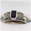 Image 1 : 61) LOT OF 3 SILVER GARNET & MARCASITE RINGS